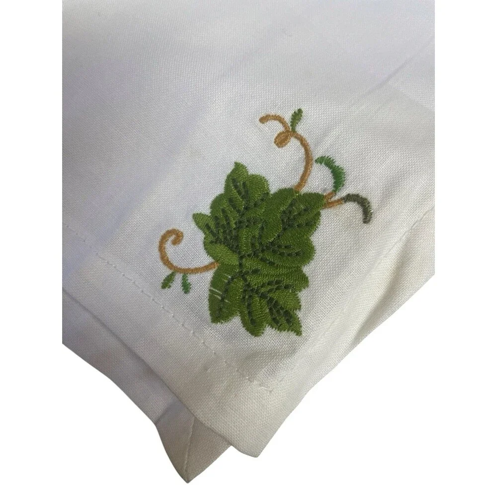 RARE Martha Stewart PROTOTYPES x3 Napkins Leaf Embroidery 2008 Spring Launch
